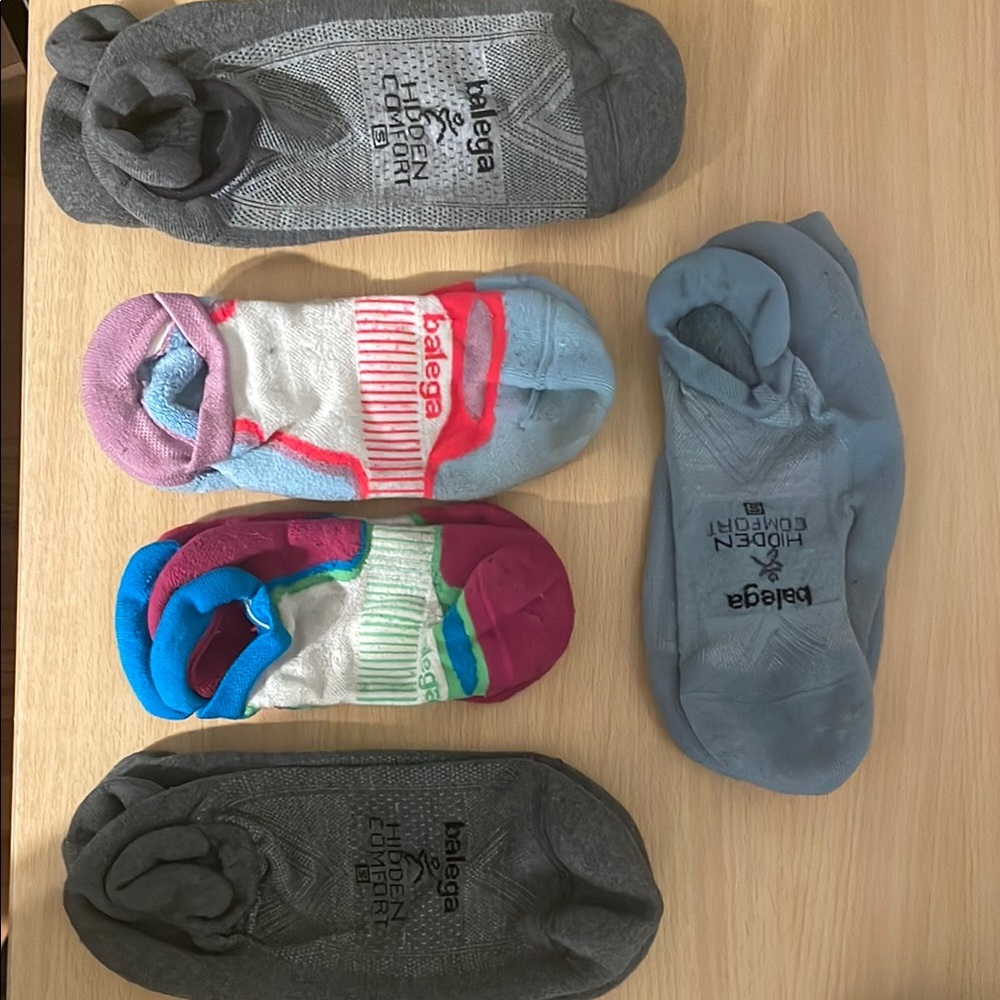 Lot 5 Balega Low Rise Socks Gray, Blue, Multi